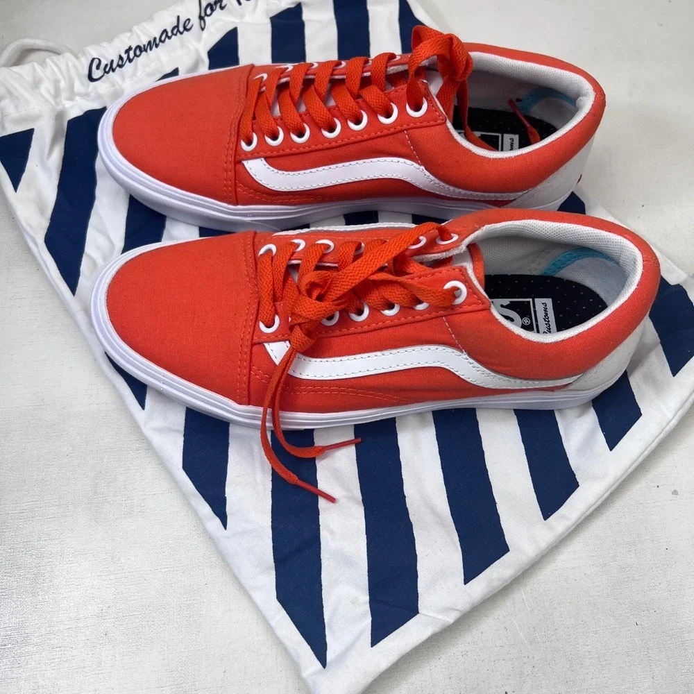 Vans Old Skool ComfyCush Customs Orange White‎ Mens 7.5 Womens 9 Sneakers